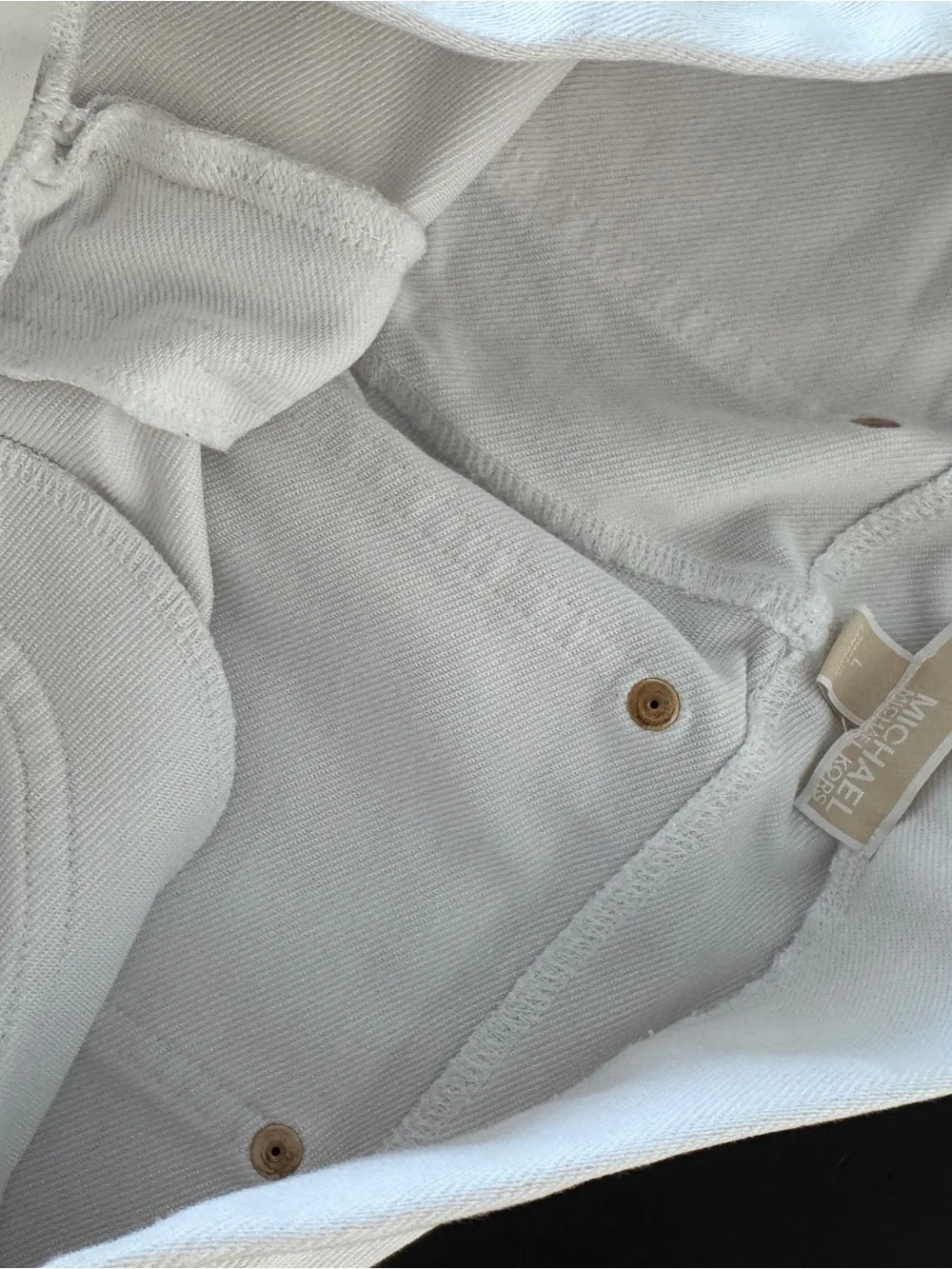 Michael Kors White pull up pants with Gold Detail